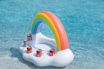 Jasonwell Inflatable Pool Party Cooler - Rainbow Drink Holder Luau Hawaiian Tropical Beach Themed Birthday Easter Party Decorations Favors Supplies Decor Blow Up Drink Cooler Outdoor Kids Adults - Jasonwell